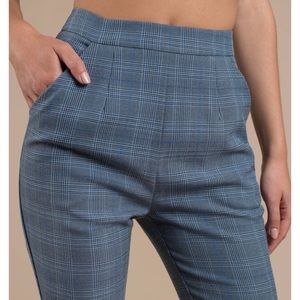 Blue business plaid pants